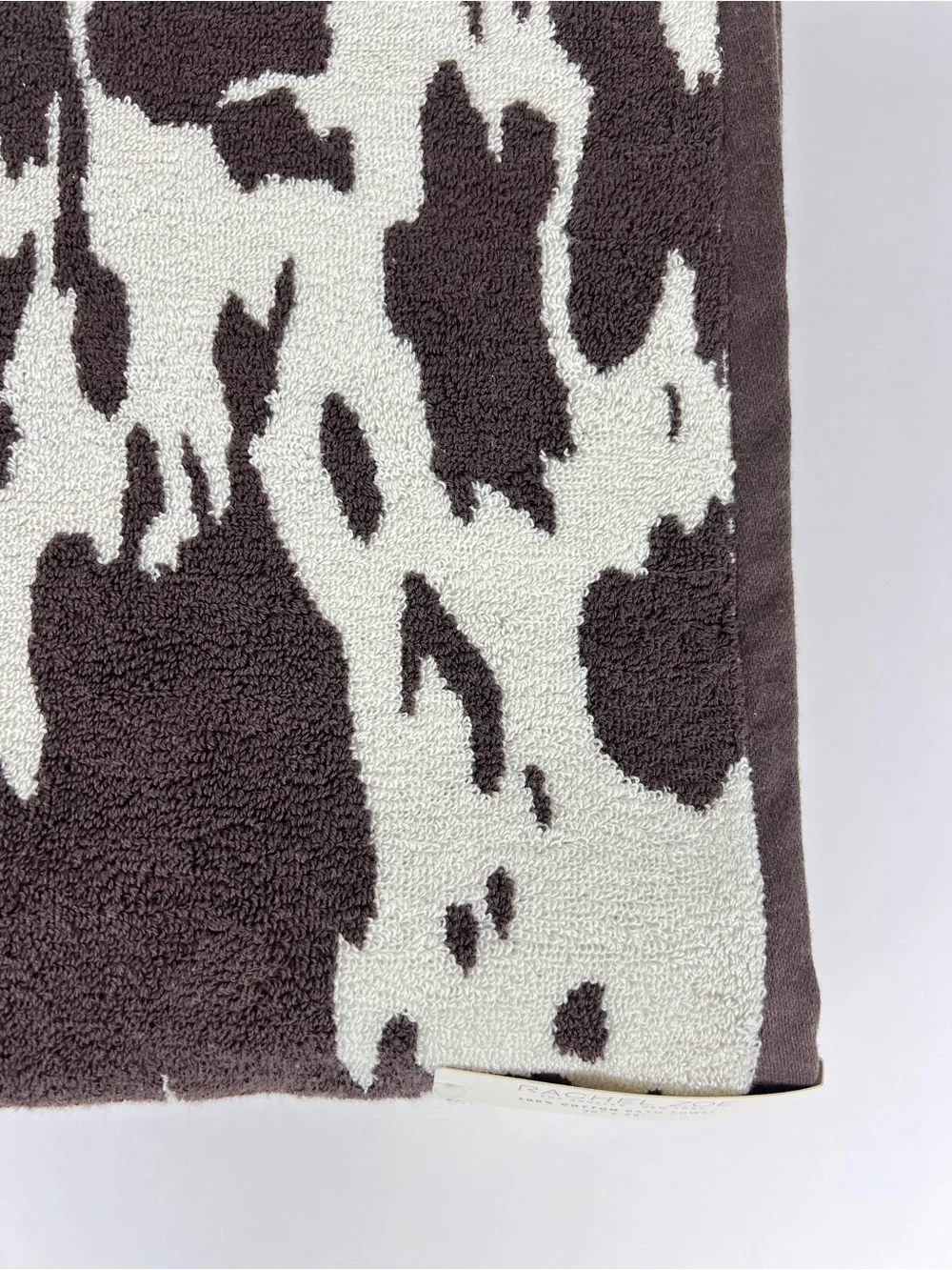 Rachel Zoe Bath Towel Cow Print Brown and Cream Soft 100% Cotton 1 Pc NEW